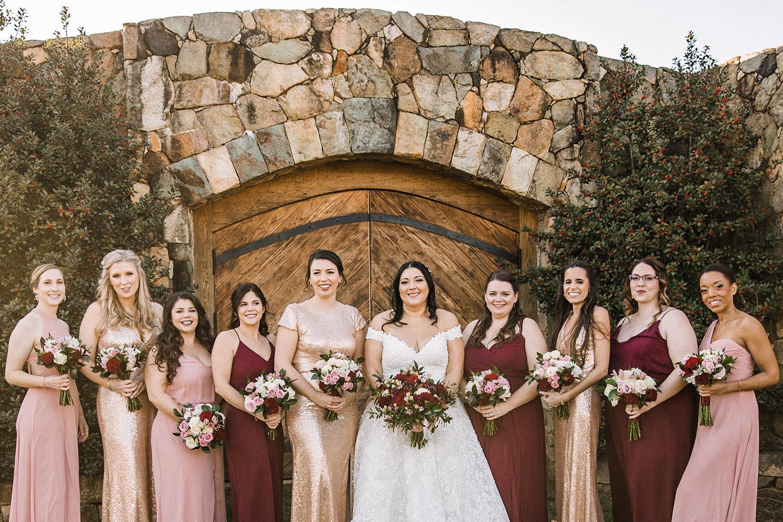 Stone Tower Winery wedding bridal party