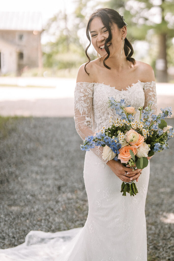 bride smiling during bridal portraits at Gordon Springs