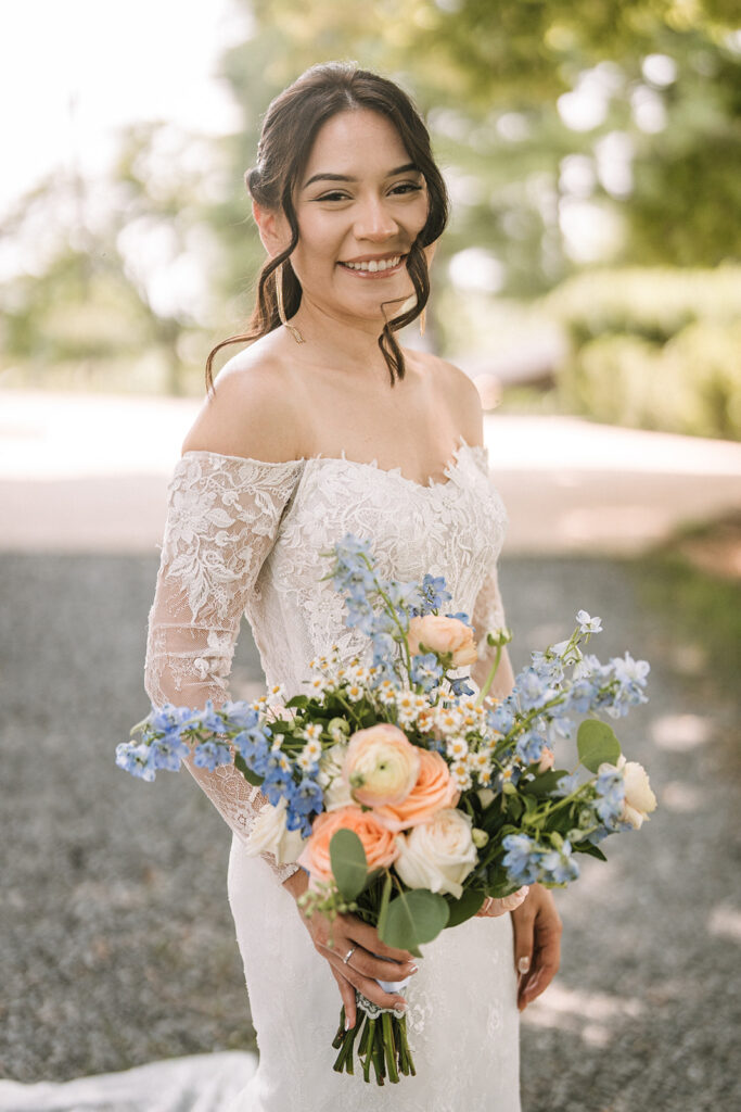 Bride with florals at Gordon Springs